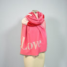 Breiter Schal LOVE | rosa, weiß und rot | mit großem Herz | Viskose | Webschal Tuch Stola | 180 x 70 cm
