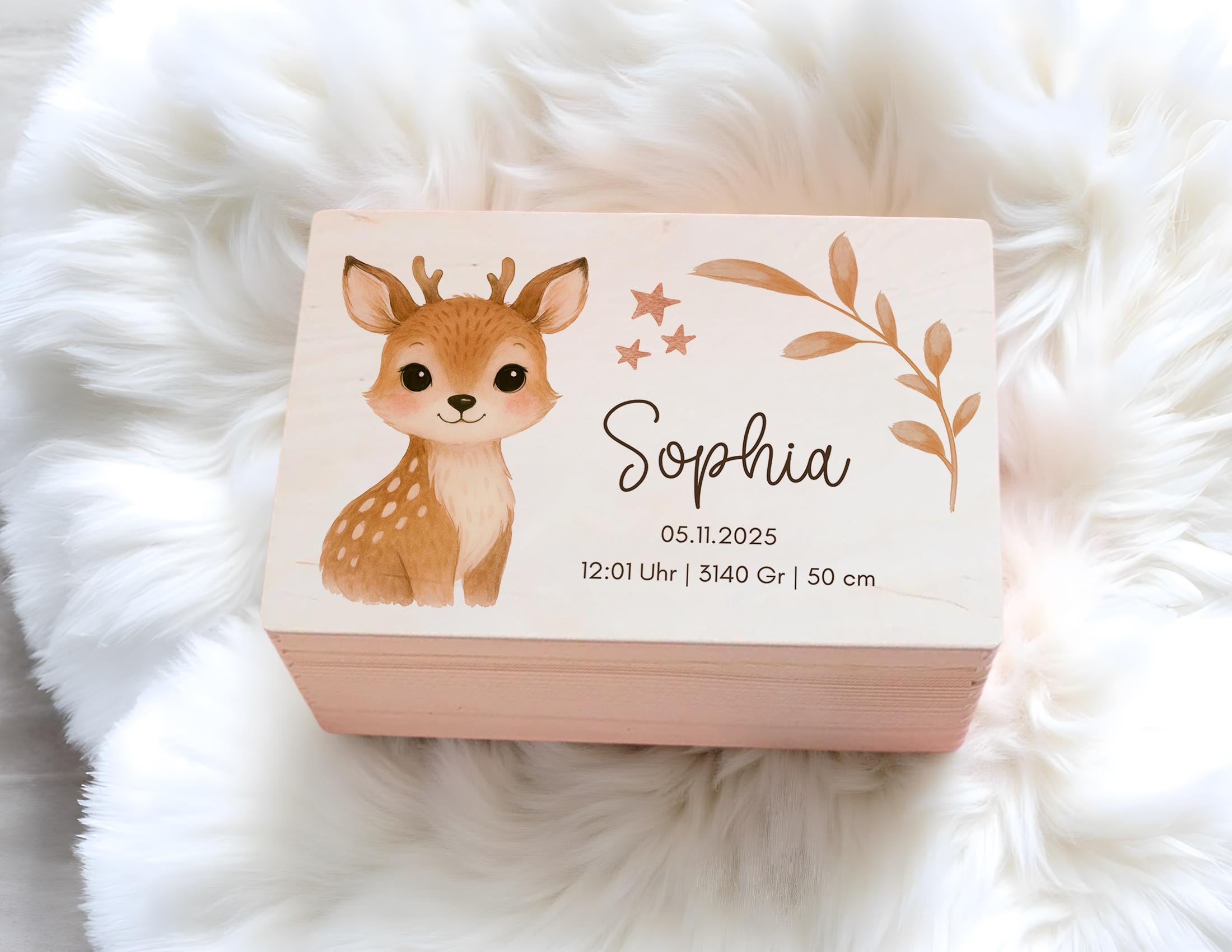 Erinnerungskiste | personalisiert | Baby | Tier-Motiv | Holz Erinnerungsbox | Babygeschenk | Taufe | Geschenkidee Geburt | Auswahl 8 Tiere