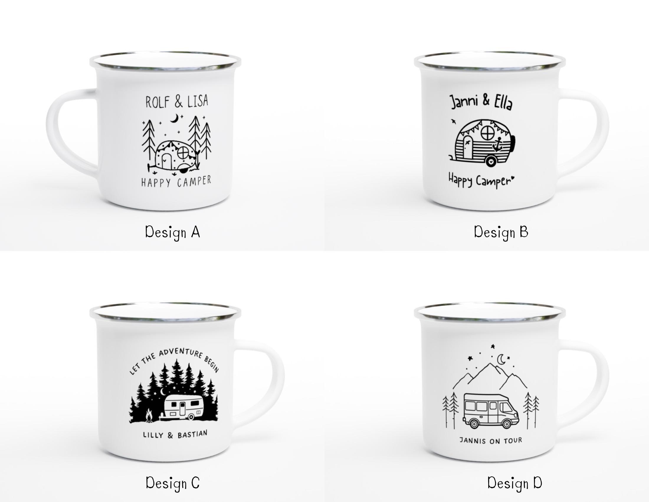 Camper Tasse Emaille personalisiert | Camping | Geschenke für Camper | Camping Zubehör | personalisierte Tassen für Camper