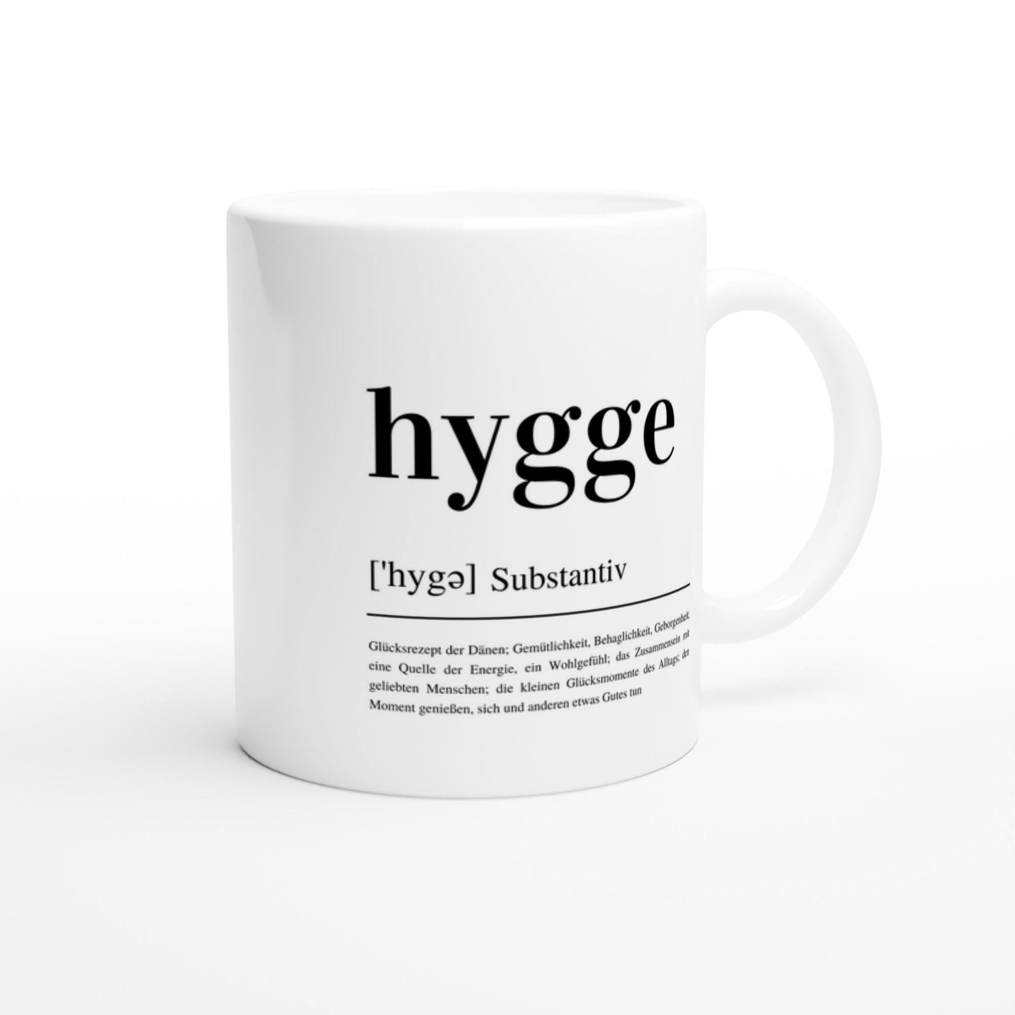 Hygge Definition Tasse - Weiße Keramiktasse für gemütliche Momente - Spülmaschinen- und mikrowellenfest