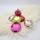 Weihnachtskugel Smiley | 8 cm Durchmesser | flache runde Form | mit Glitzer in 4 Farben