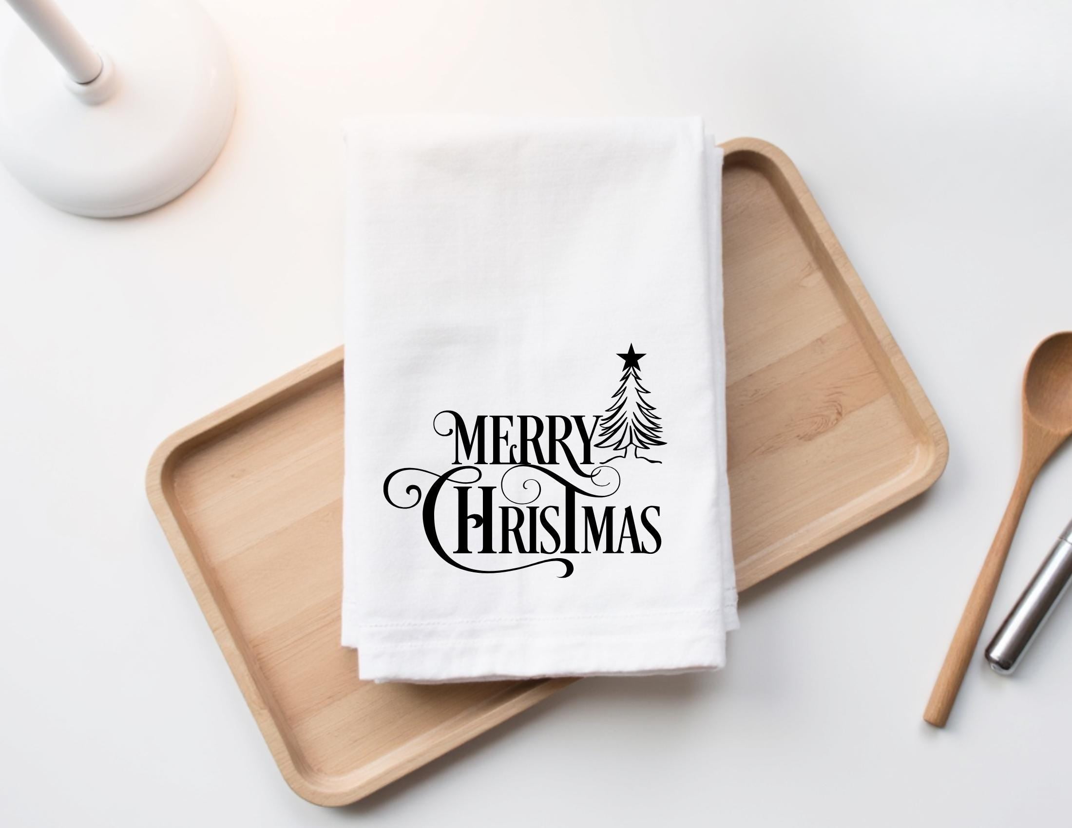 Geschirrtuch | Merry Christmas | weiß gold