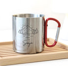 Karabinertasse | Personalisierte Outdoor Tasse für Wanderer | Edelstahl mit Karabiner | Karabinertasse Wandern Camping Camper