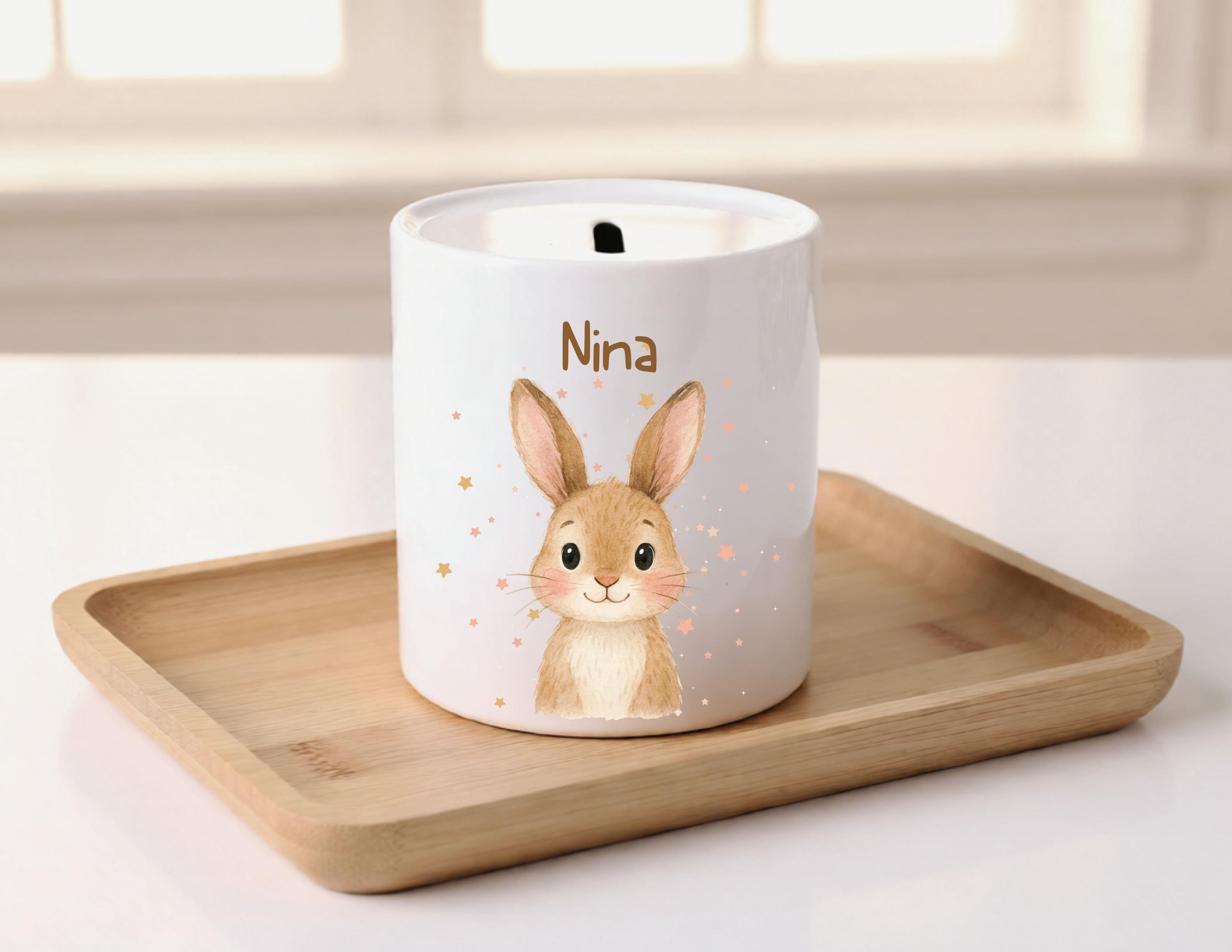 Personalisierte Spardose für Kinder | Geld Taufe Geburt schenken | Geschenk | 8 unterschiedliche Tiermotive | Keramik Sparschwein