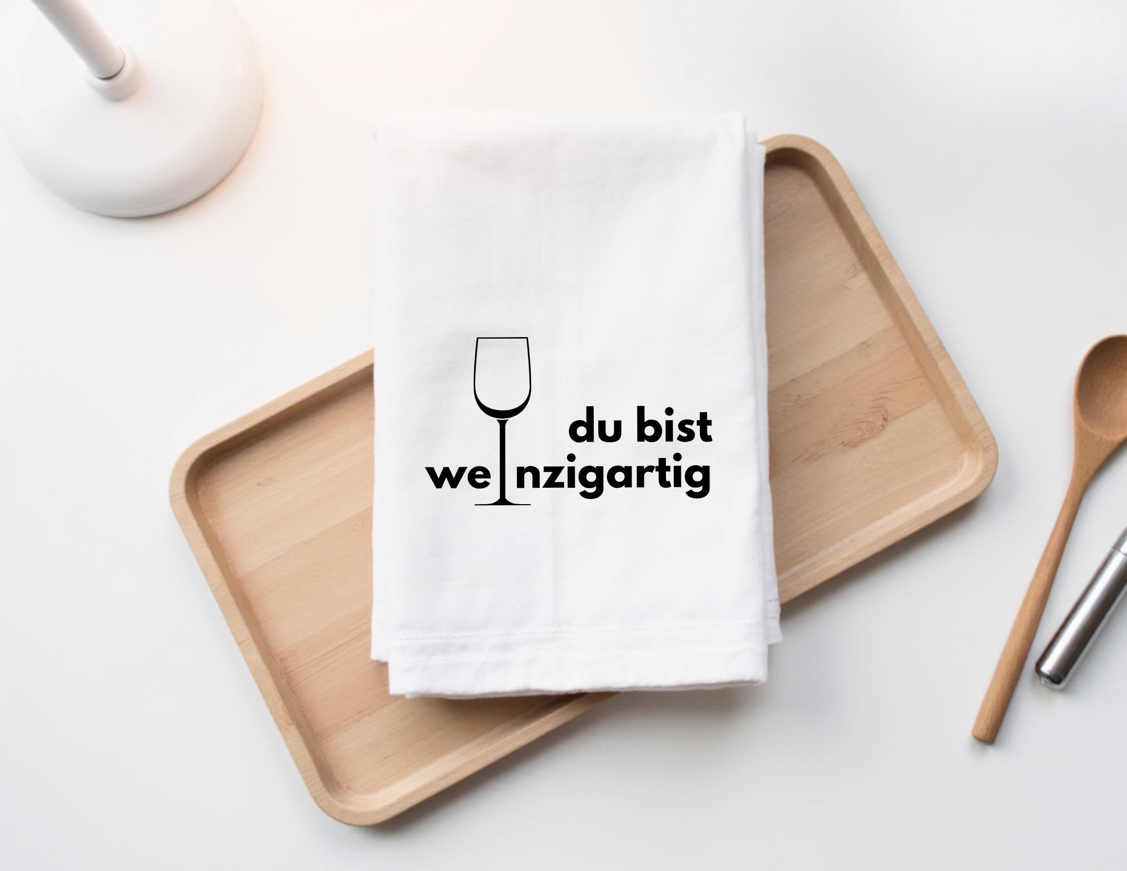 Geschirrtuch | Du bist weinzigartig | lustiger Spruch | in schwarz oder weiß | Wein Mitbringsel
