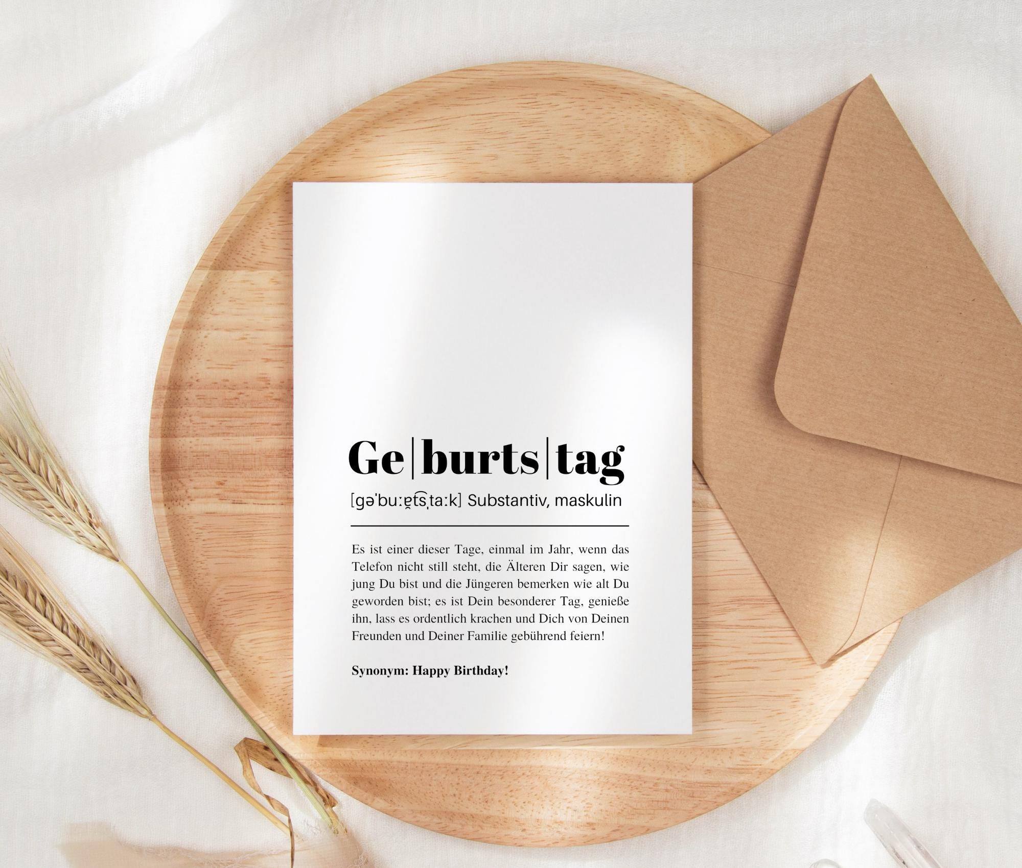Geburtstagskarte | Happy Birthday Karte | Definition Duden | A6 | Kraftpapierumschlag