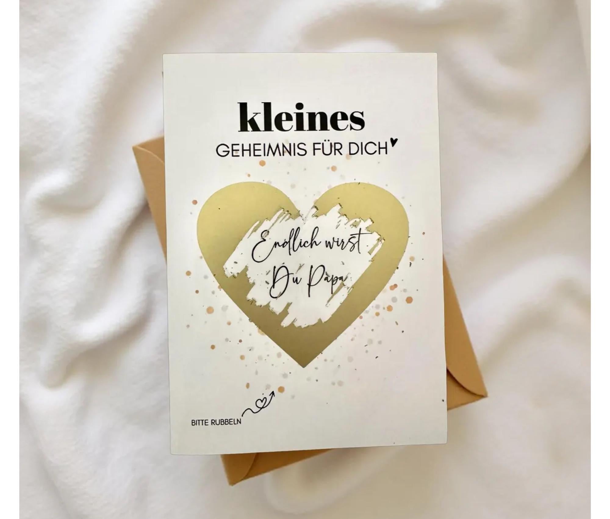 Personalisierte Rubbelkarte mit Rubbelherz und Deinem Text | Klappkarte A6 | Gutschein | Herz in gold