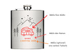 Camper Flachmann | personalisiertes Geschenk Camping | Edelstahl Flasche | Lasergravur | Name, Text & WoMo nach Wunsch einsetzbar