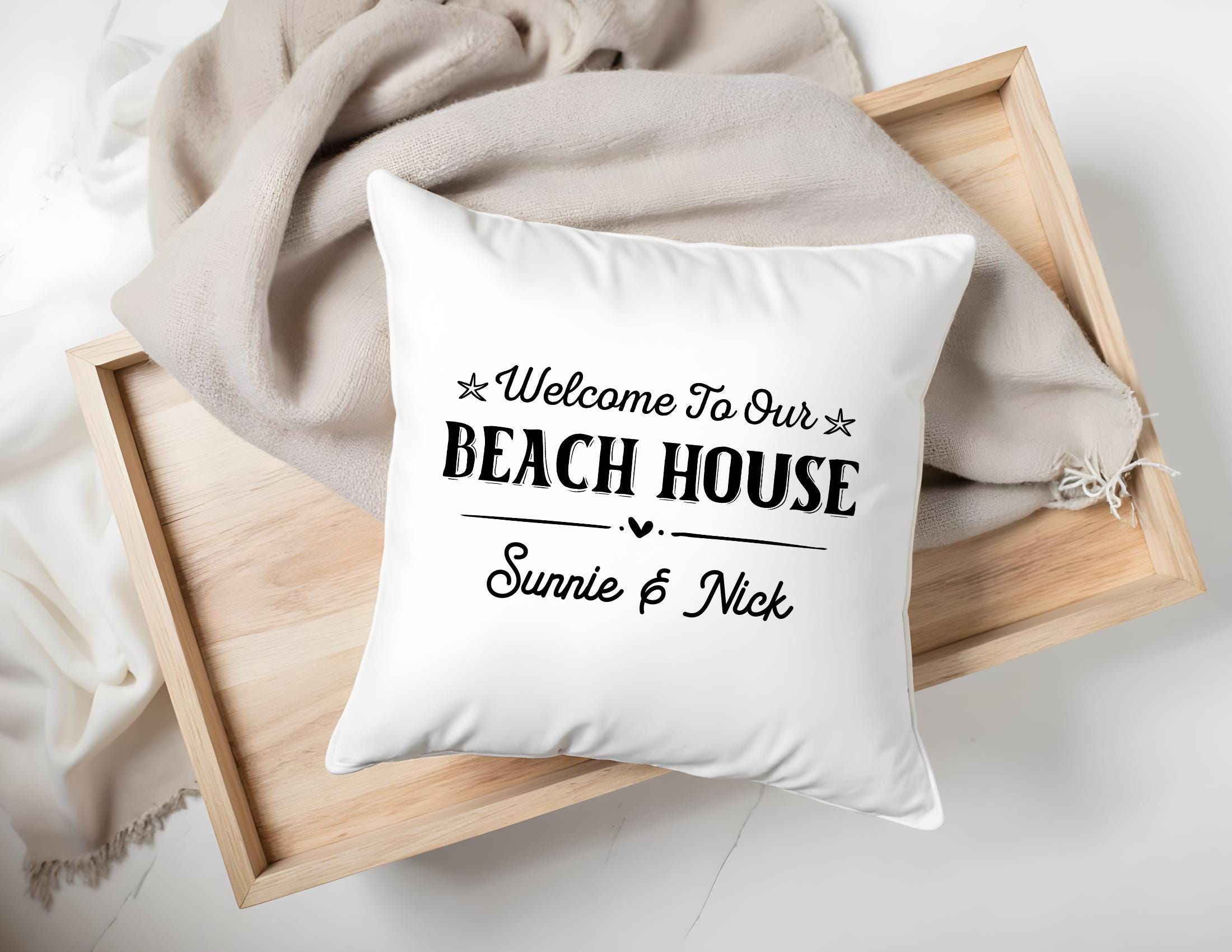 Kissen | Beach House | personalisiert | 40 x 40 cm