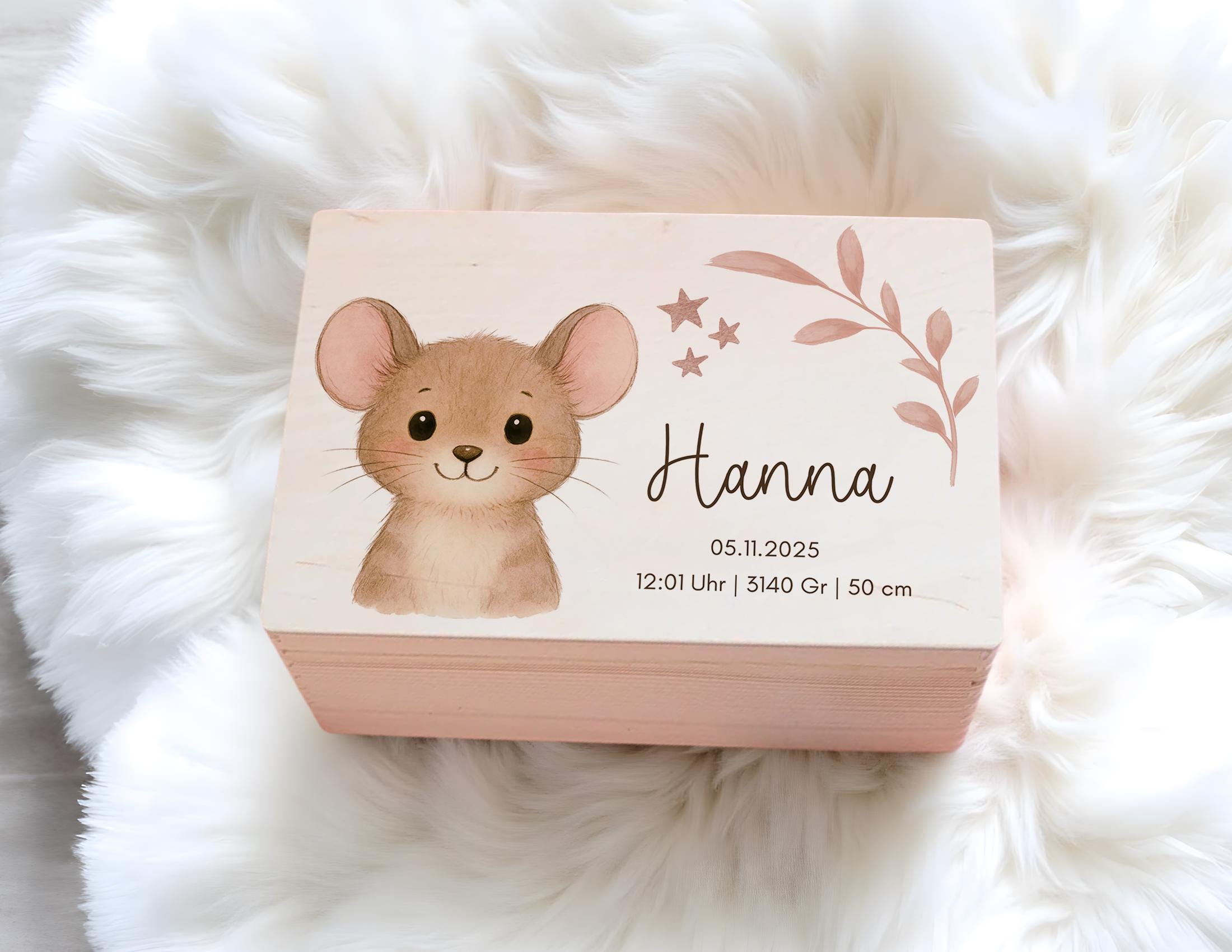 Erinnerungskiste | personalisiert | Baby | Tier-Motiv | Holz Erinnerungsbox | Babygeschenk | Taufe | Geschenkidee Geburt | Auswahl 8 Tiere