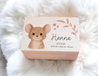 Erinnerungskiste | personalisiert | Baby | Tier-Motiv | Holz Erinnerungsbox | Babygeschenk | Taufe | Geschenkidee Geburt | Auswahl 8 Tiere