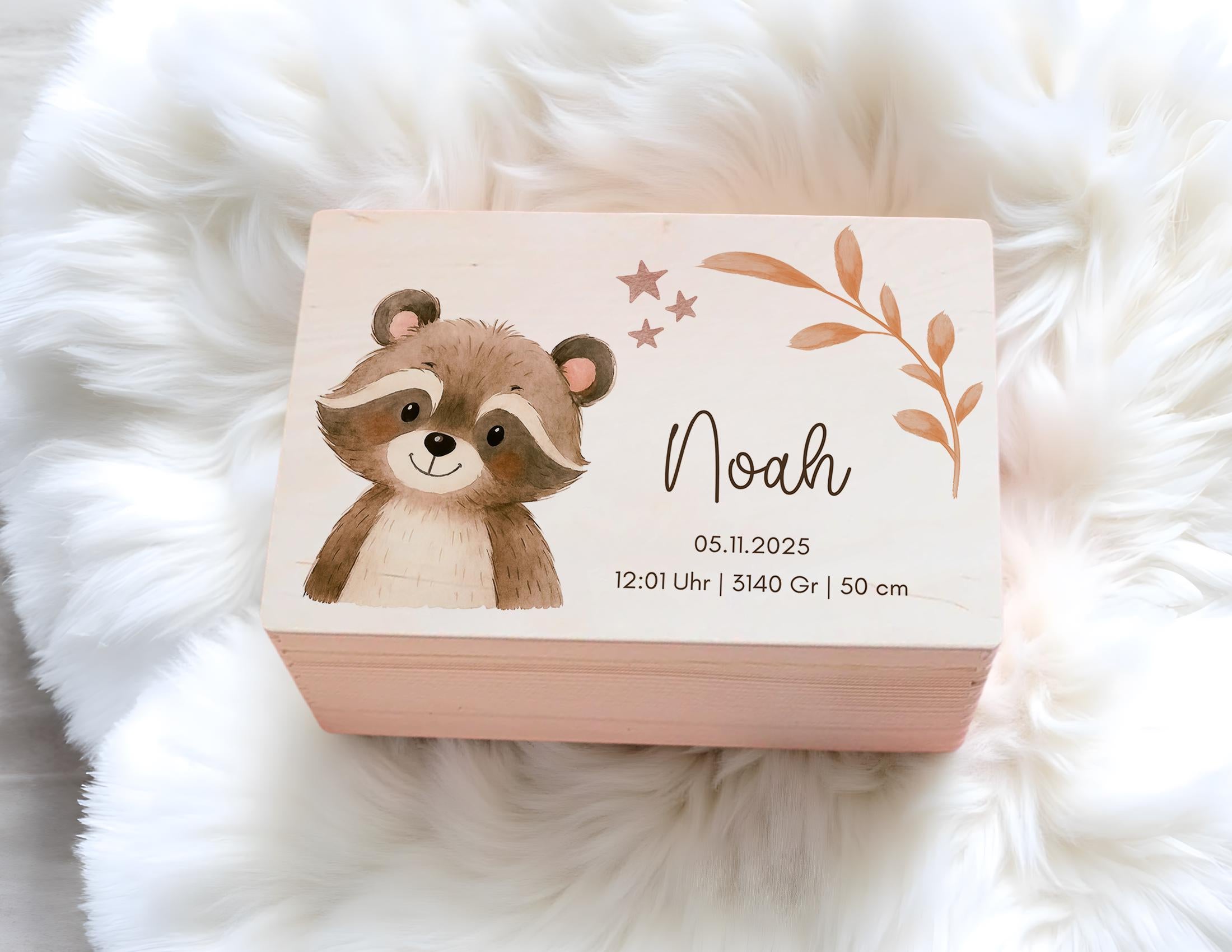 Erinnerungskiste | personalisiert | Baby | Tier-Motiv | Holz Erinnerungsbox | Babygeschenk | Taufe | Geschenkidee Geburt | Auswahl 8 Tiere