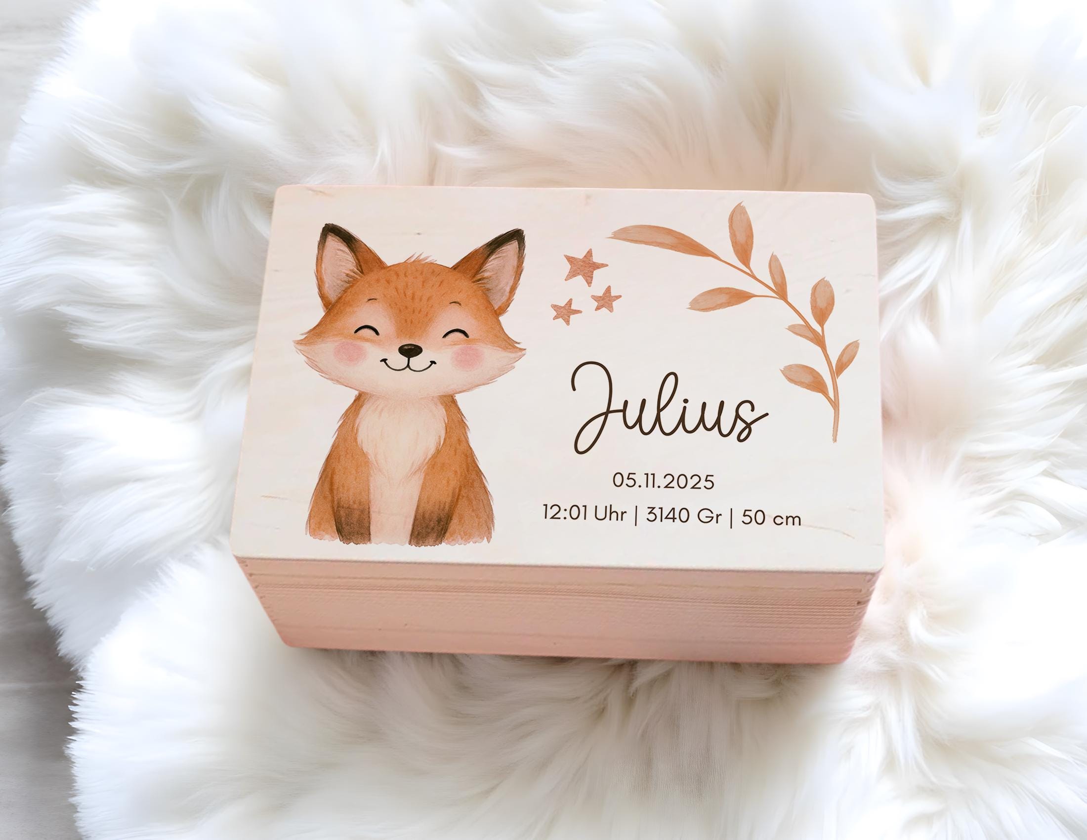 Erinnerungskiste | personalisiert | Baby | Tier-Motiv | Holz Erinnerungsbox | Babygeschenk | Taufe | Geschenkidee Geburt | Auswahl 8 Tiere