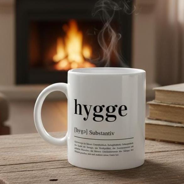 Hygge Definition Tasse - Weiße Keramiktasse für gemütliche Momente - Spülmaschinen- und mikrowellenfest