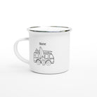 Personalisierte Emaille Tasse Camper - Bulli mit Surfbrett - Ideal für Camping & Reisen