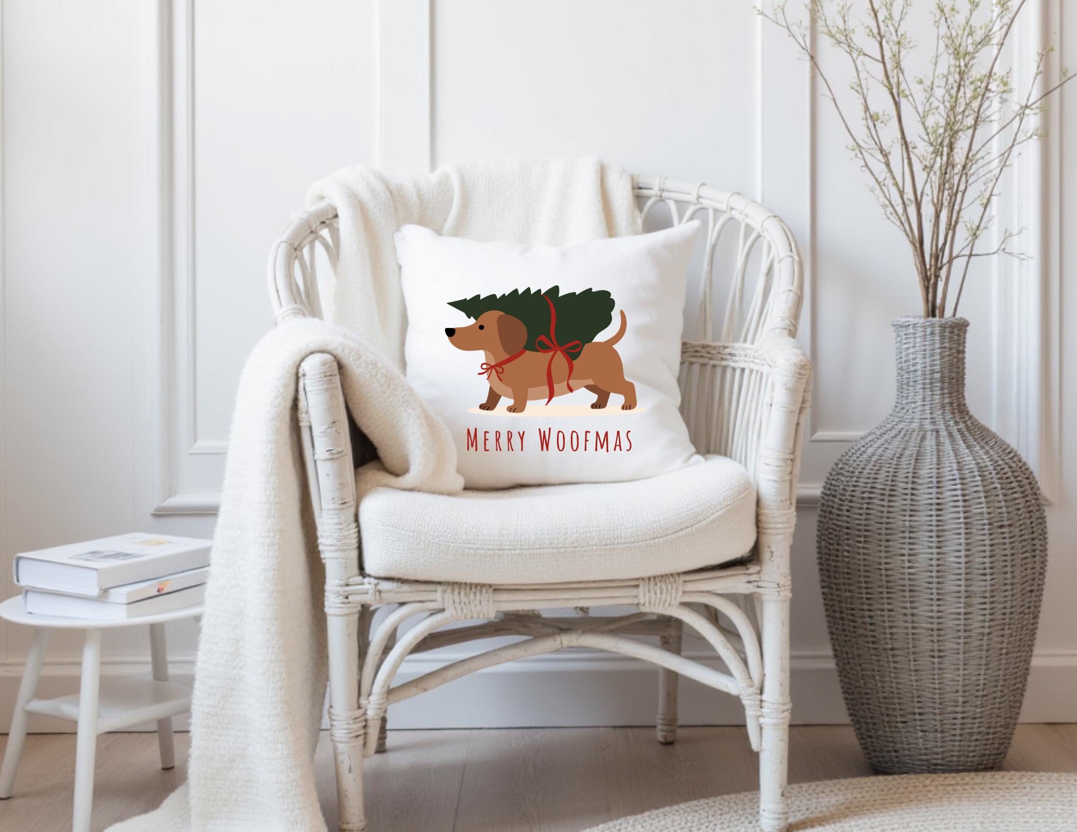 Dackel Kissen | Weihnachten | Merry Woofmas | Weihnachtskissen für Dackel Liebhaber