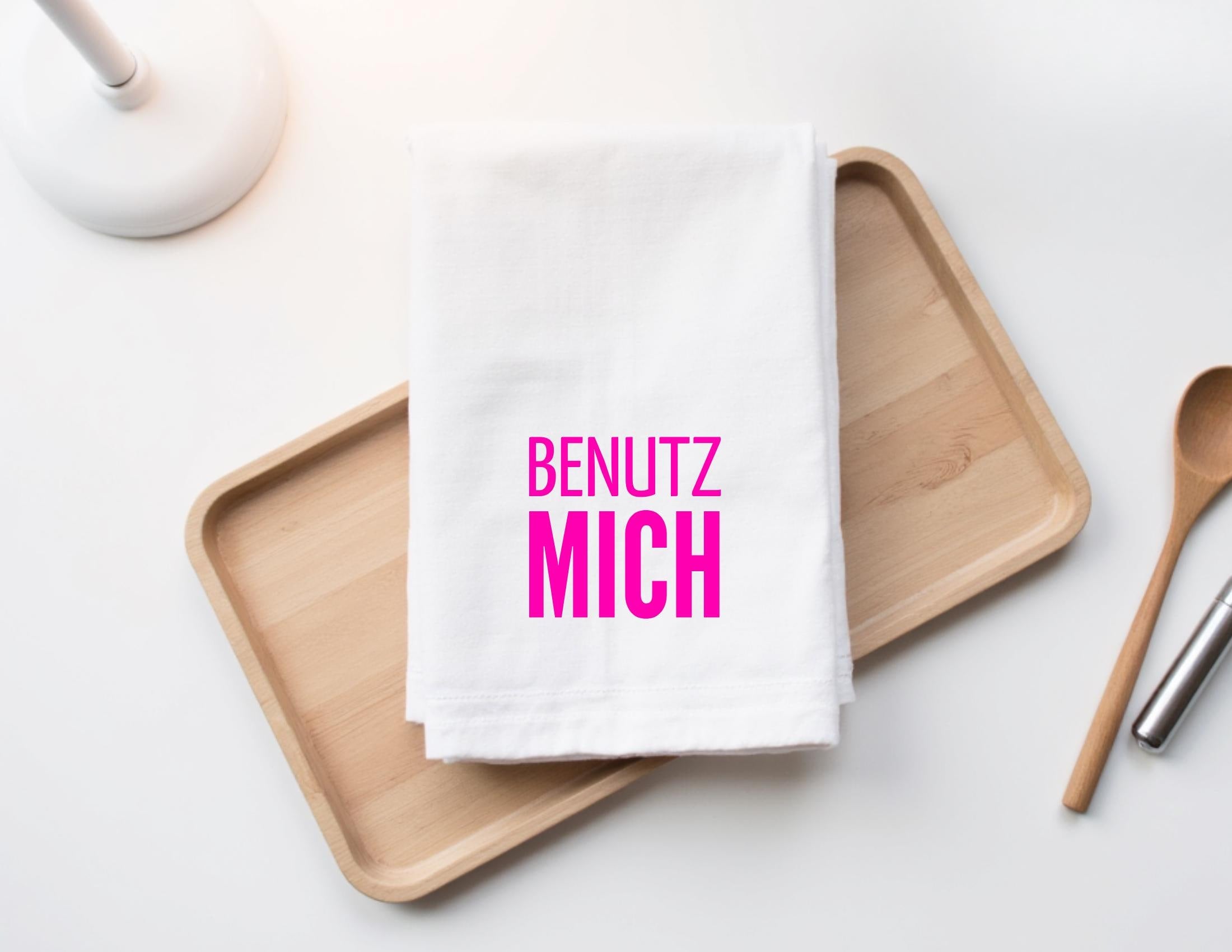 Geschirrtuch | Küchenhandtuch | Benutz mich | mit schwarzer oder pinker Beschriftung