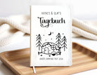 Camping Tagebuch | Weißes Notizbuch mit Personalisierung | Logbuch für Camper in A5 liniert | anpassbar Name, Titel und zusätzliche Headline
