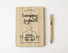 Camping Tagebuch personalisiert mit Name, Titel, Headline | Camper Notizbuch | Bambus Einband | Logbuch liniert inkl. Bambus Kugelschreiber