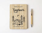 Camping Tagebuch personalisiert mit Name, Titel, Headline | Camper Notizbuch | Bambus Einband | Logbuch liniert inkl. Bambus Kugelschreiber