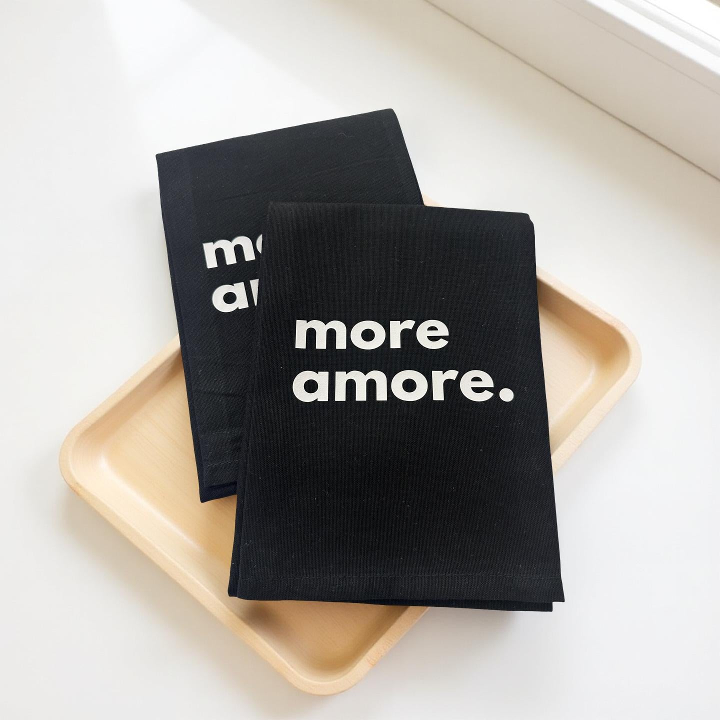 Geschirrtuch | Küchenhandtuch | More amore. | Liebe | mit schwarzer oder pinker Beschriftung