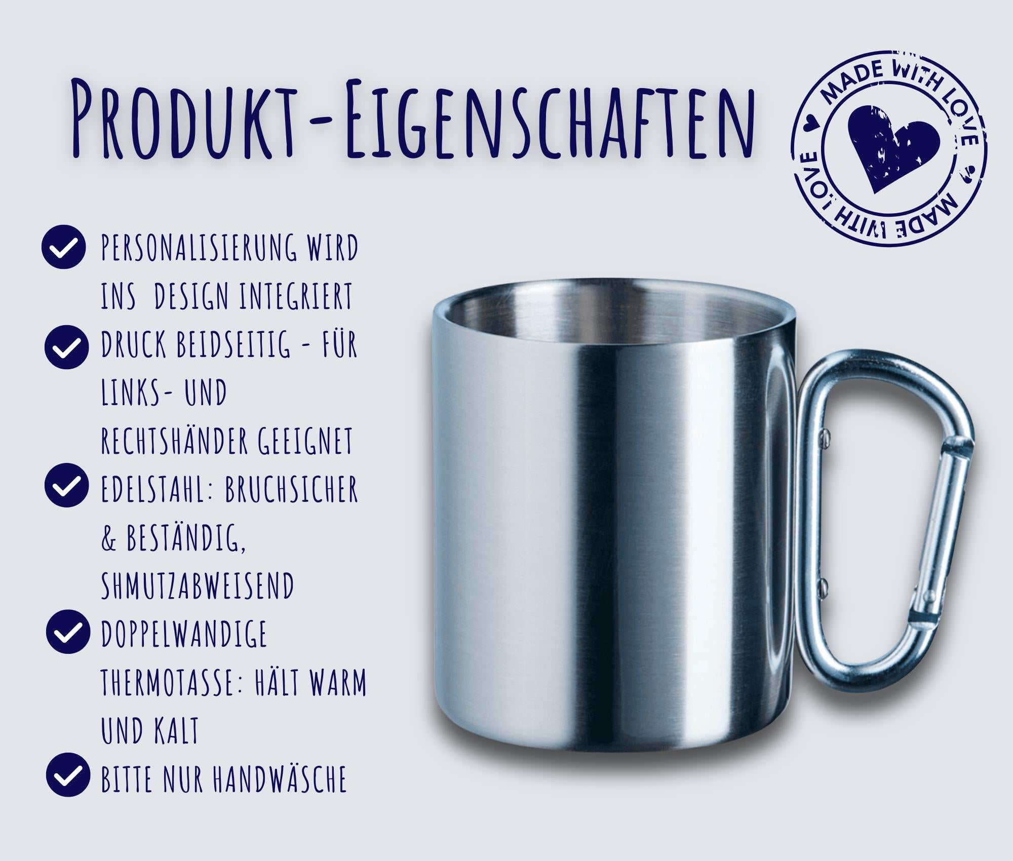 Edelstahltasse mit Karabinergriff Wilderness - Camping Tasse
