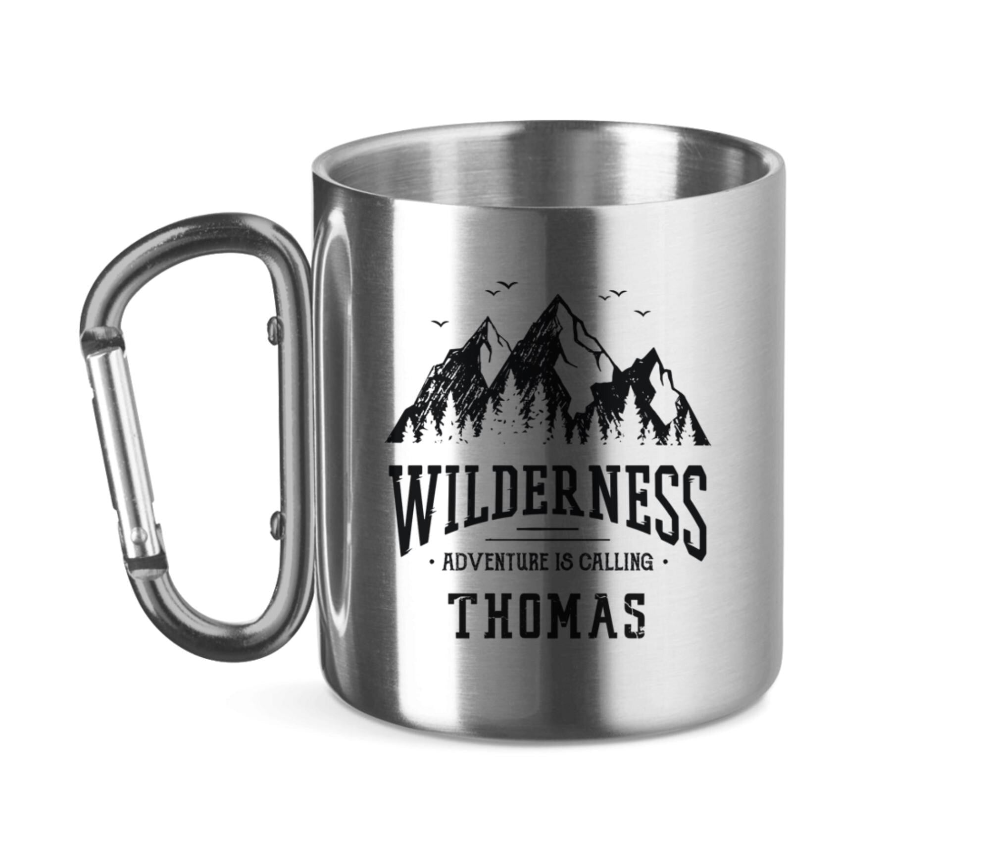 Edelstahltasse mit Karabinergriff Wilderness - Camping Tasse