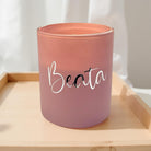 Duftkerze personalisiert | rosa im Glas | Sojawachs mit Blüte | Geschenkidee Mitbringsel mit Namen in Silber