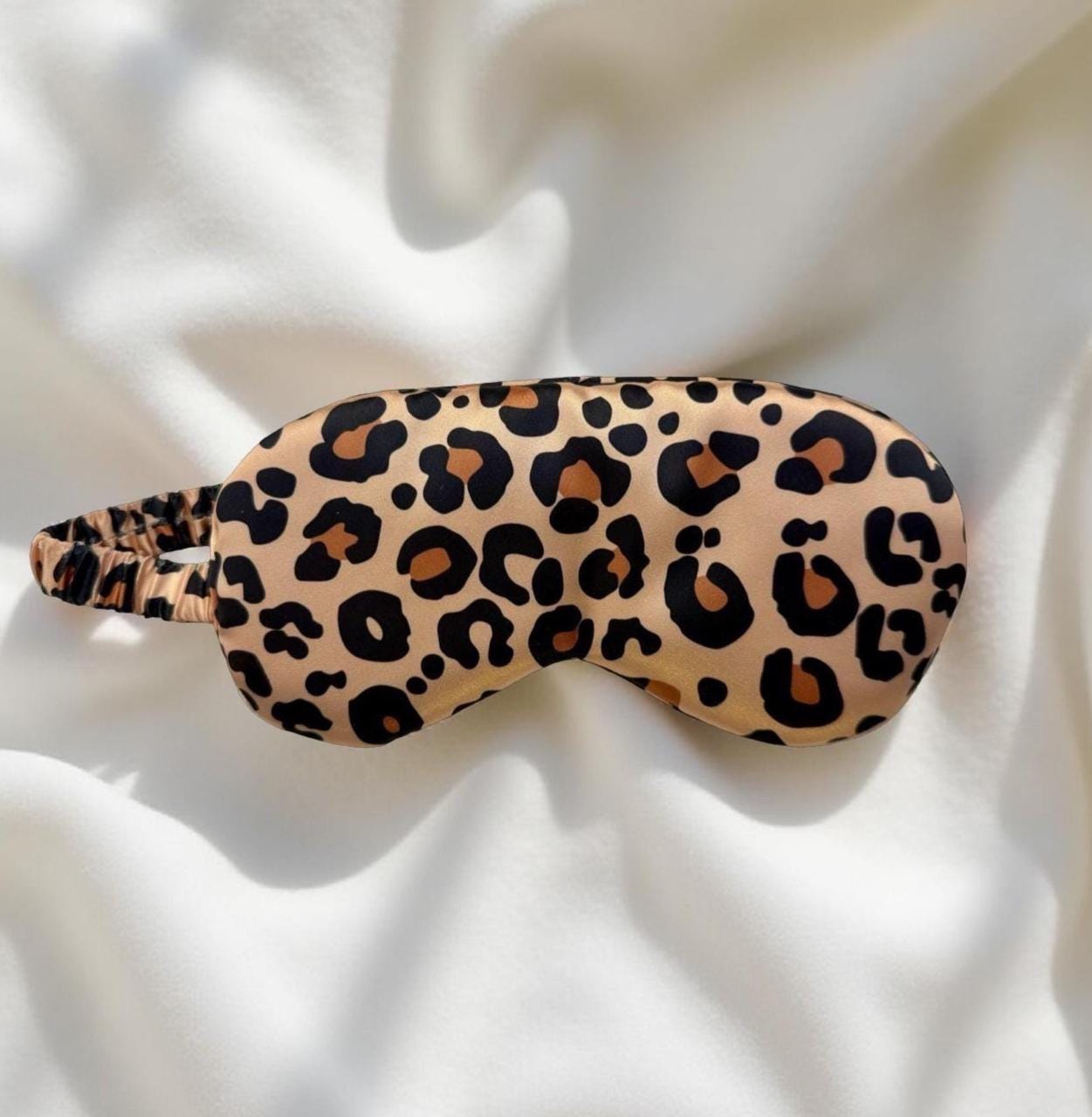 Schlafmaske Leomuster | personalisierbar | Satin | edle Schlafbrille in silber oder gold