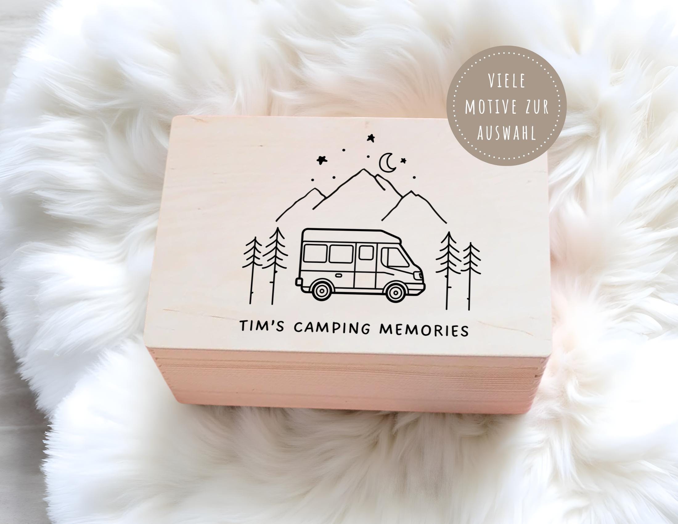 Camping Tour Erinnerungskiste | personalisiert | Holz Erinnerungsbox für Camper | personalisierte Kiste aus Holz | Sammel Box