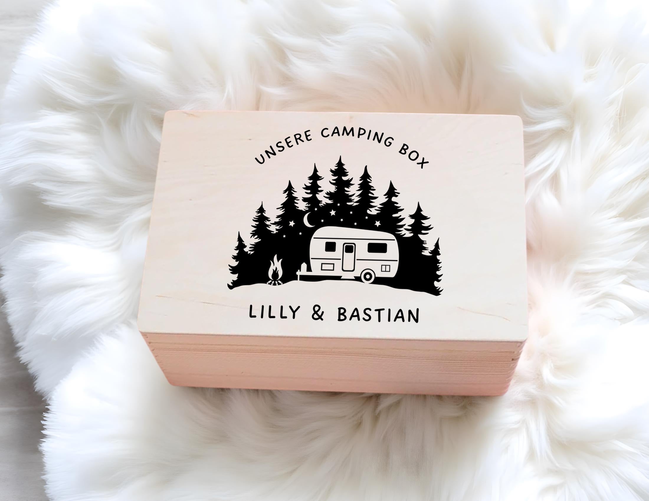 Camping Tour Erinnerungskiste | personalisiert | Holz Erinnerungsbox für Camper | personalisierte Kiste aus Holz | Sammel Box