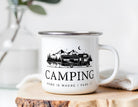 Camping Emaille Tasse – Camping - Home is where I park it | Bruchsicherer Becher für Camper