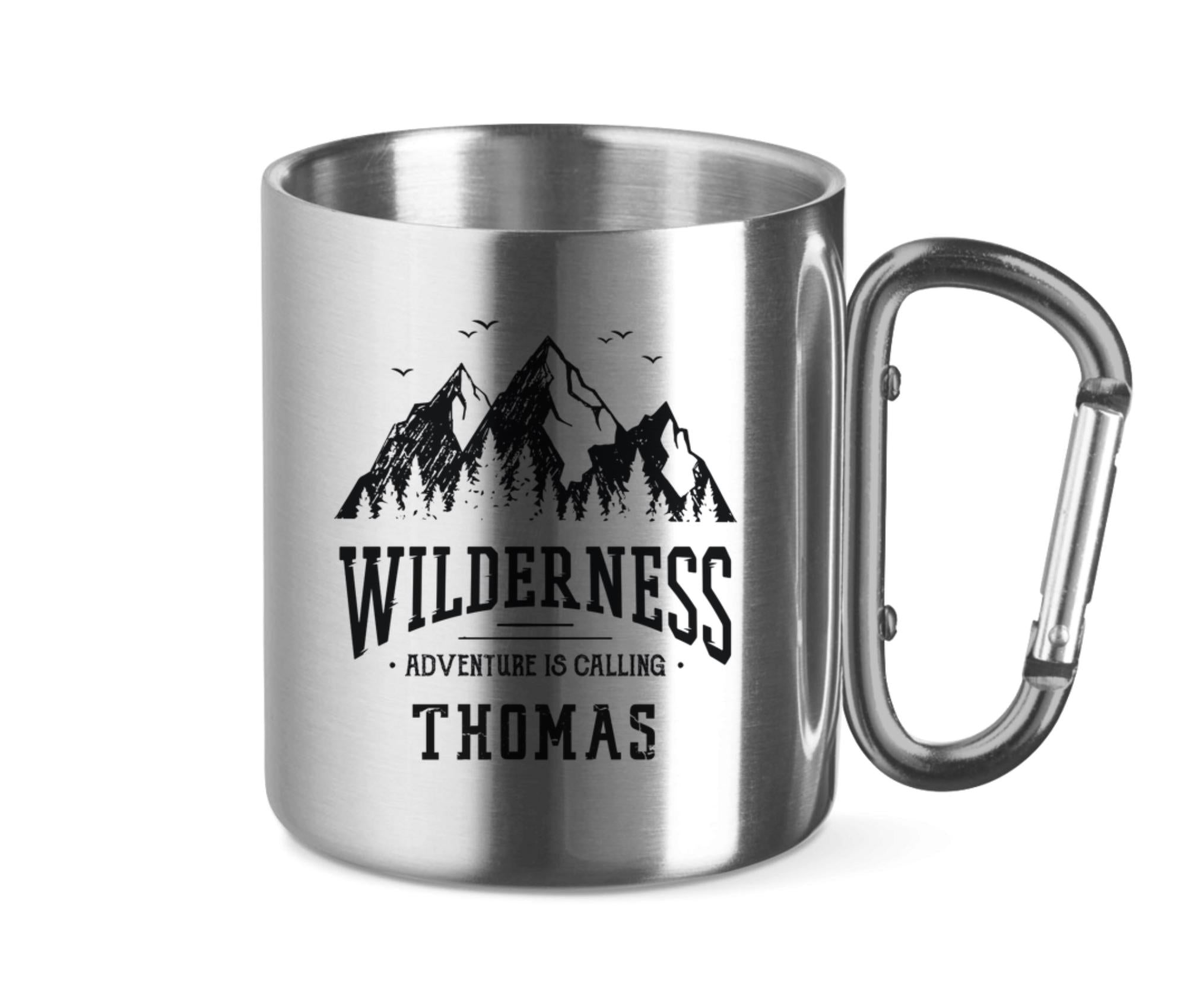 Edelstahltasse mit Karabinergriff Wilderness - Camping Tasse