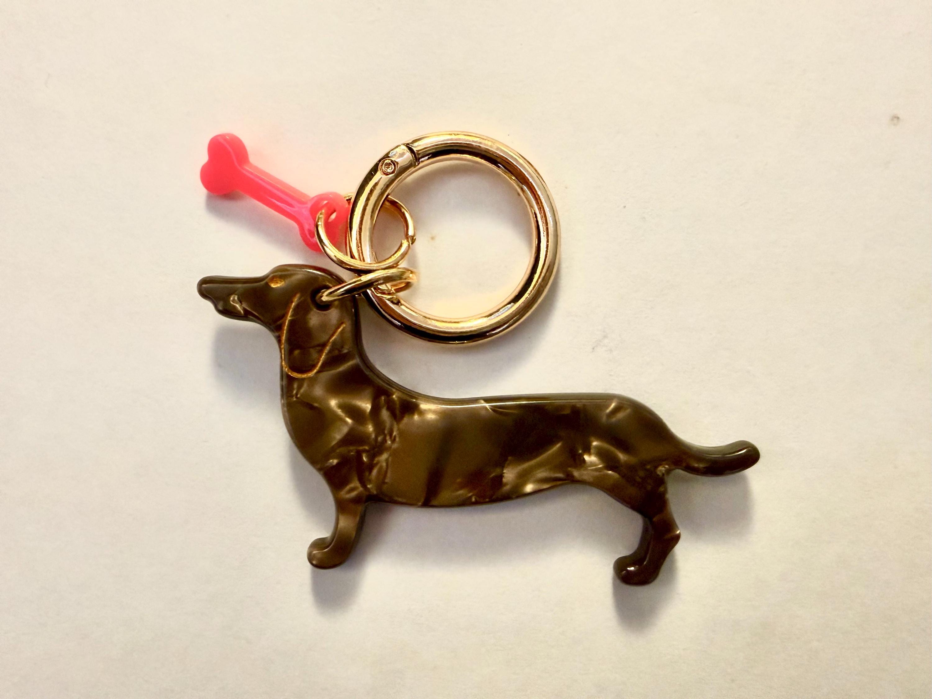 Dackel Anhänger am großen goldenen Karabiner | Charm für Taschen | Schlüsselanhänger | Taschenschmuck Taschenanhänger | Bag Charm