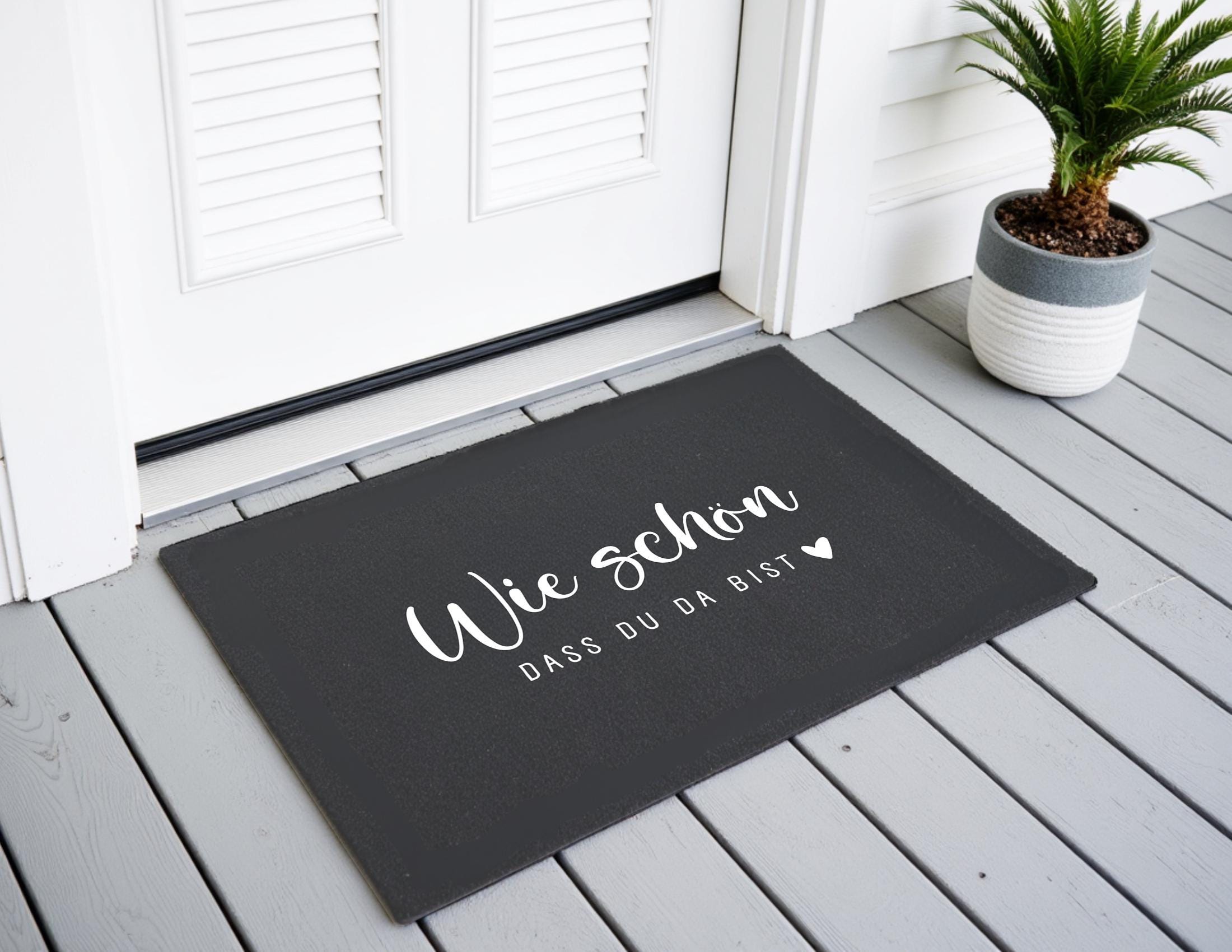 Graue Fußmatte - Wie schön, dass du da bist