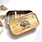 Brotdose für Camper | Camping Lunchbox mit Namen | Camper Frühstück | Geschenk Camping personalisiert