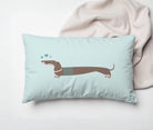 Dackel-Kissen aus Baumwolle | 50 x 35 cm inklusive Füllung | blasses Türkis