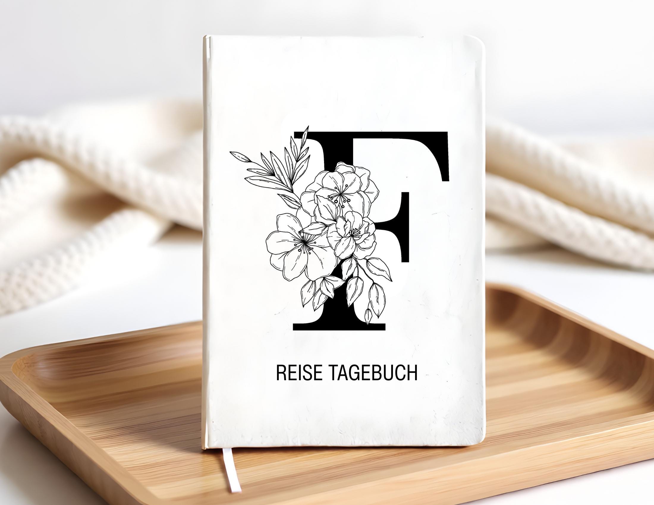 Tagebuch personalisiert | weißes Notizbuch mit Personalisierung | Monogram | A5 liniert | anpassbar auch Titel des Buches