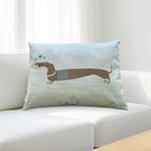 Dackel-Kissen aus Baumwolle | 50 x 35 cm inklusive Füllung | blasses Türkis