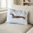 Dackel-Kissen aus Baumwolle | 50 x 35 cm inklusive Füllung | blasses Türkis