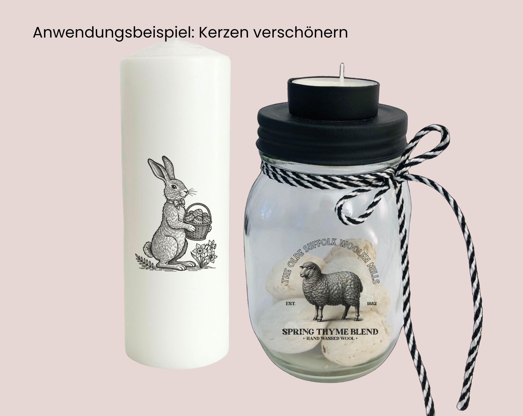 Oster Kerzen DIY | 30 Sticker im Vintage Look | für Wasserschiebefolie | digitaler download
