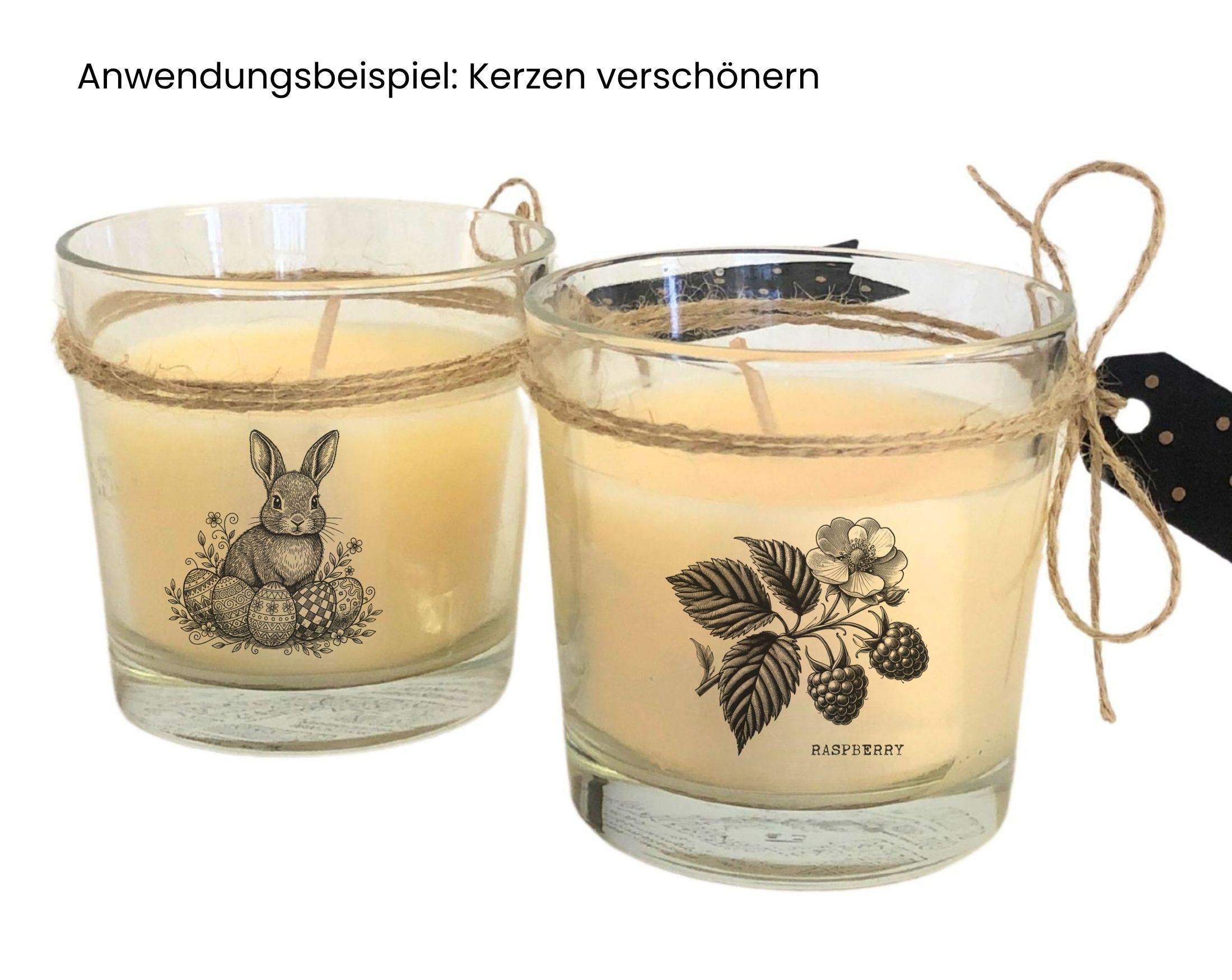Oster Kerzen DIY | 30 Sticker im Vintage Look | für Wasserschiebefolie | digitaler download