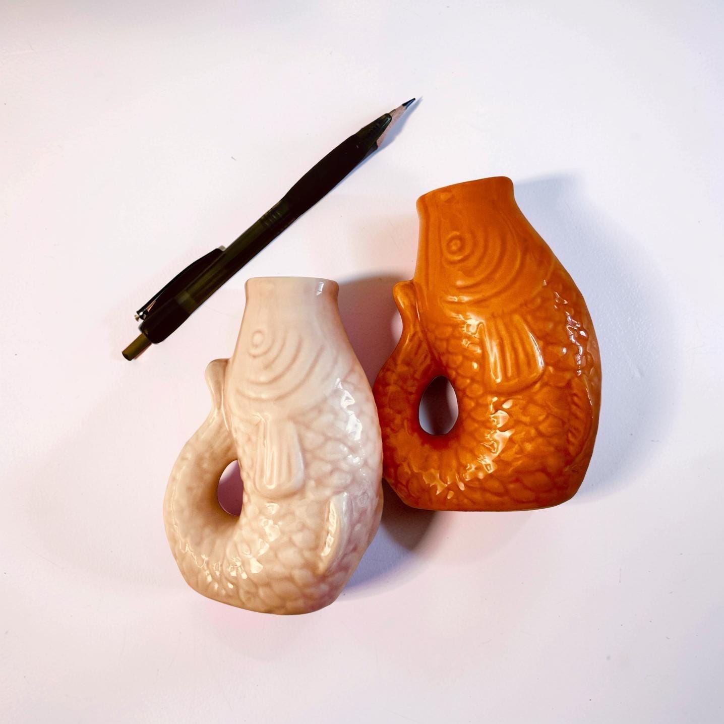 Kleine poppige Vase im Fisch-Look | Fisch-Vase in pink, orange und rosa