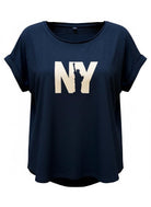 T-Shirt schwarz New York | NY in roségold | runder Halsausschnit und runde Saumkante | Statue of Liberty