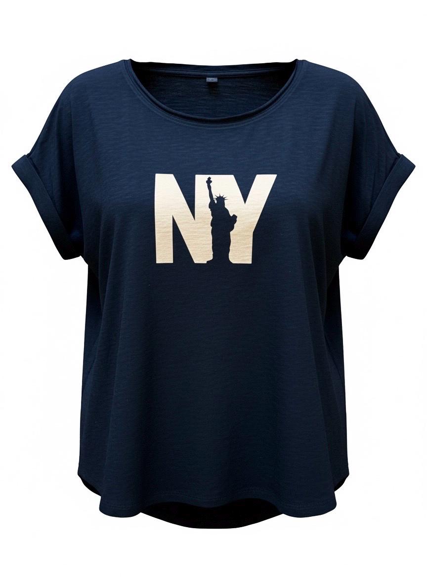 T-Shirt schwarz New York | NY in roségold | runder Halsausschnit und runde Saumkante | Statue of Liberty