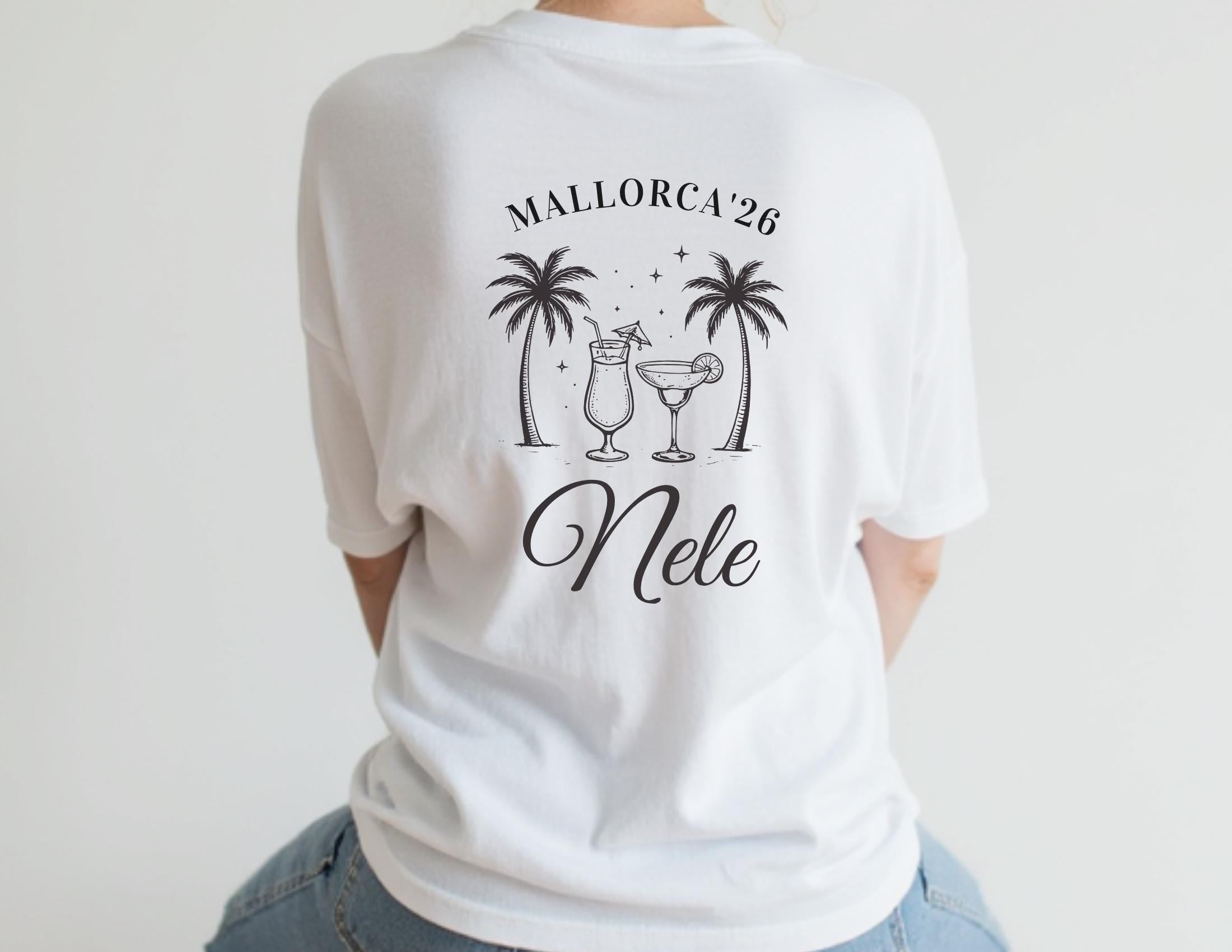 Braut- und JGA-Team T-Shirt | personalisiert mit Namen & Jahreszahl | Mallorca | Mädelstour