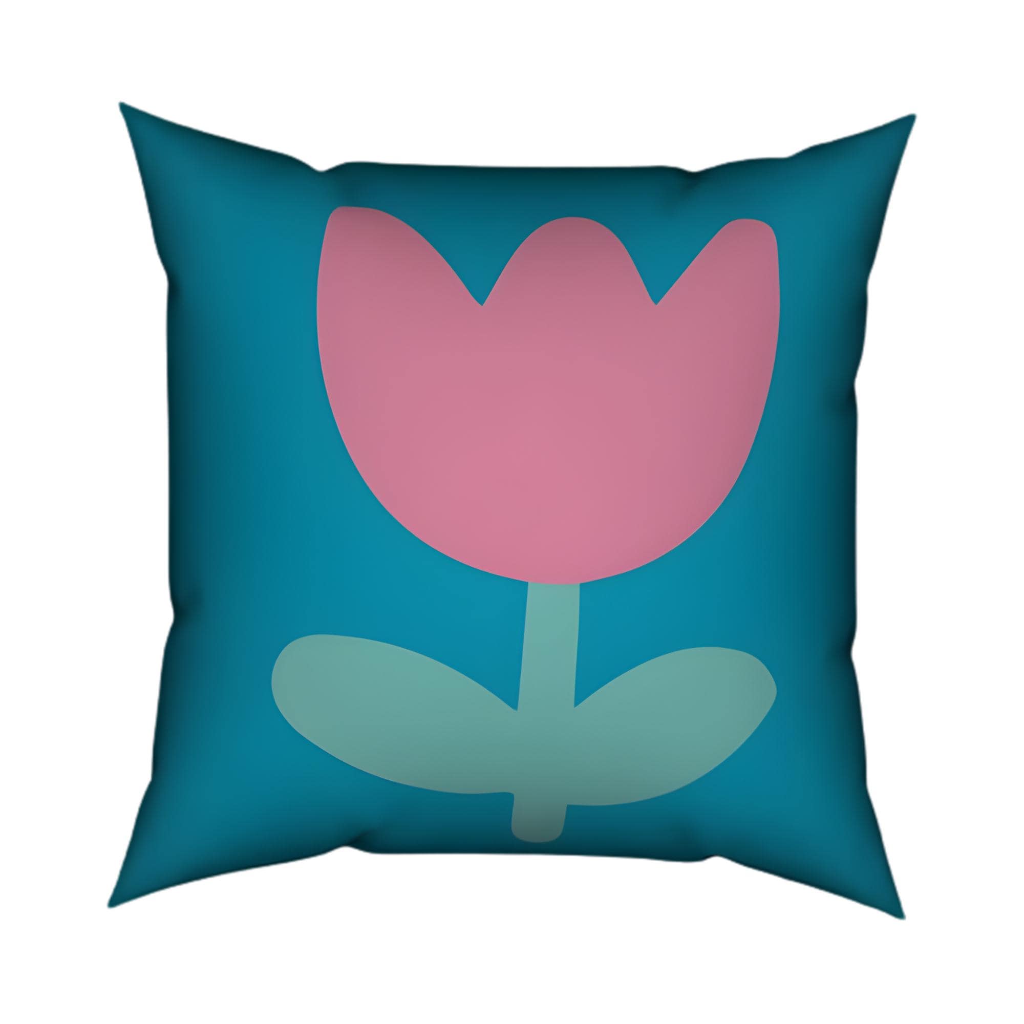 Frühlingskissen Tulpen türkis pink | Dekokissen Frühling modern | Kissen Blumen Design | Wohnzimmer Deko | Baumwoll Blumenkissen mit Füllung