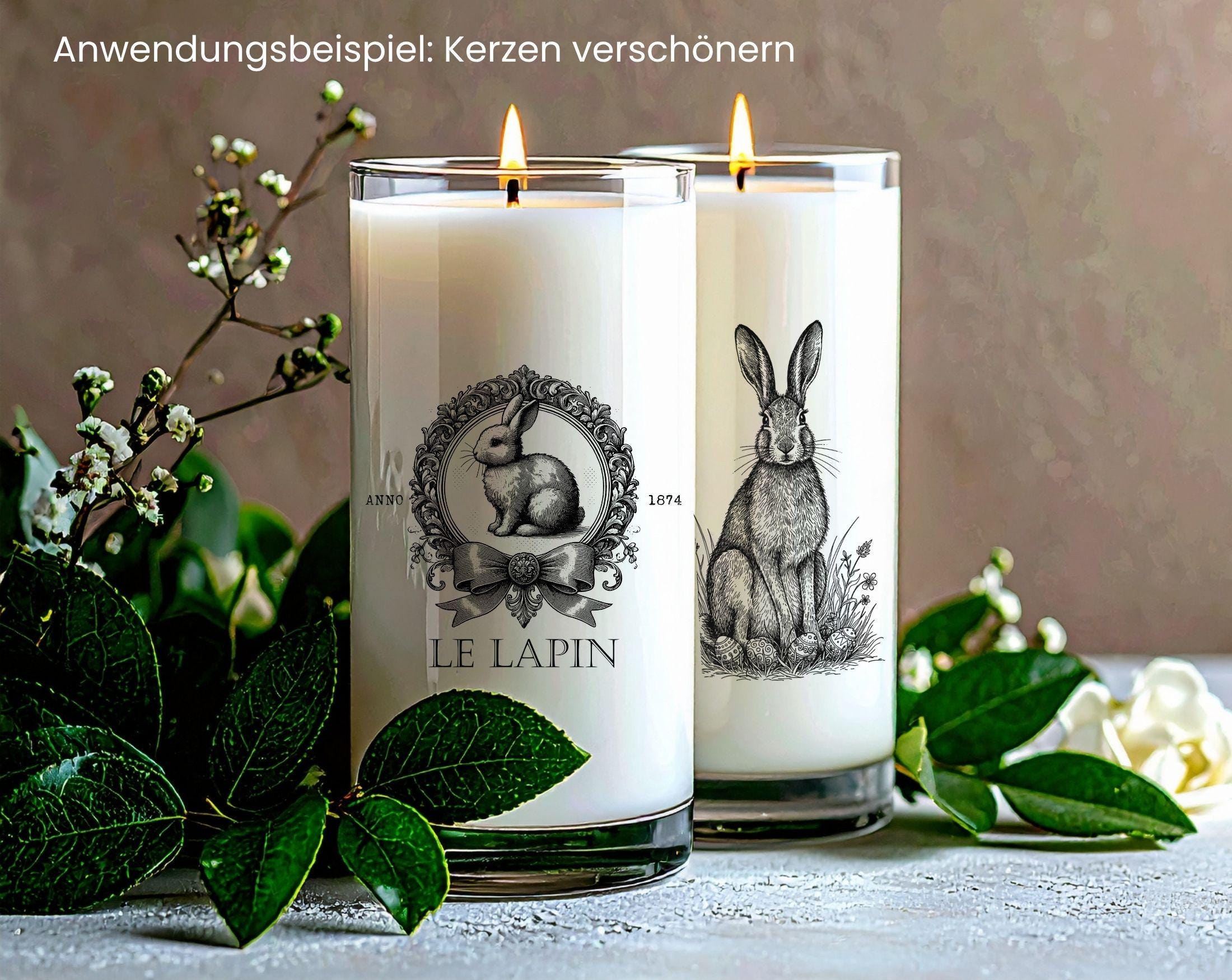 Oster Kerzen DIY | 30 Sticker im Vintage Look | für Wasserschiebefolie | digitaler download