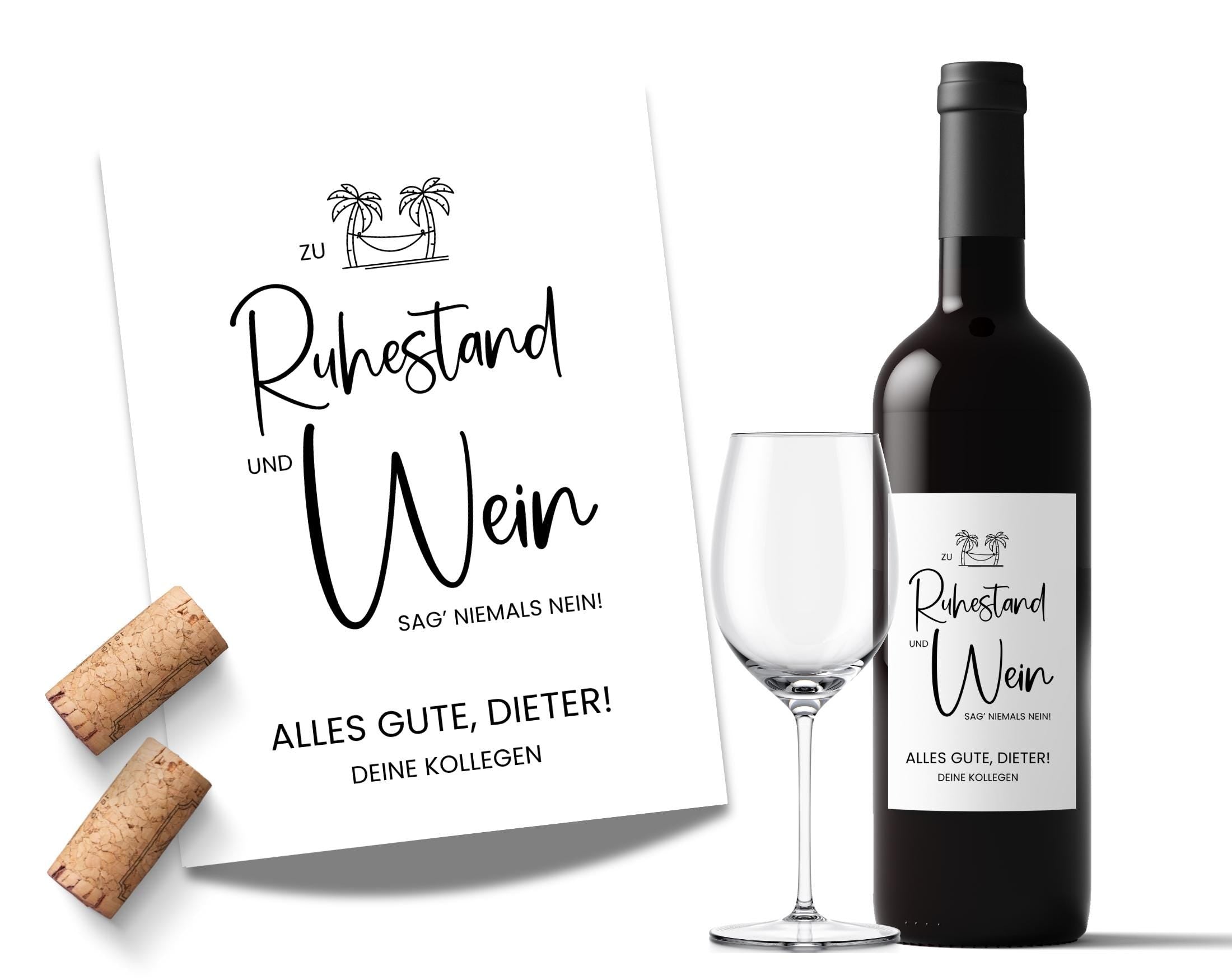Personalisiertes Weinflaschen Etikett Ruhestand | Abschied Geschenk Kollege lustig | Weinlabel Rente Geschenk personalisiert | Rentner