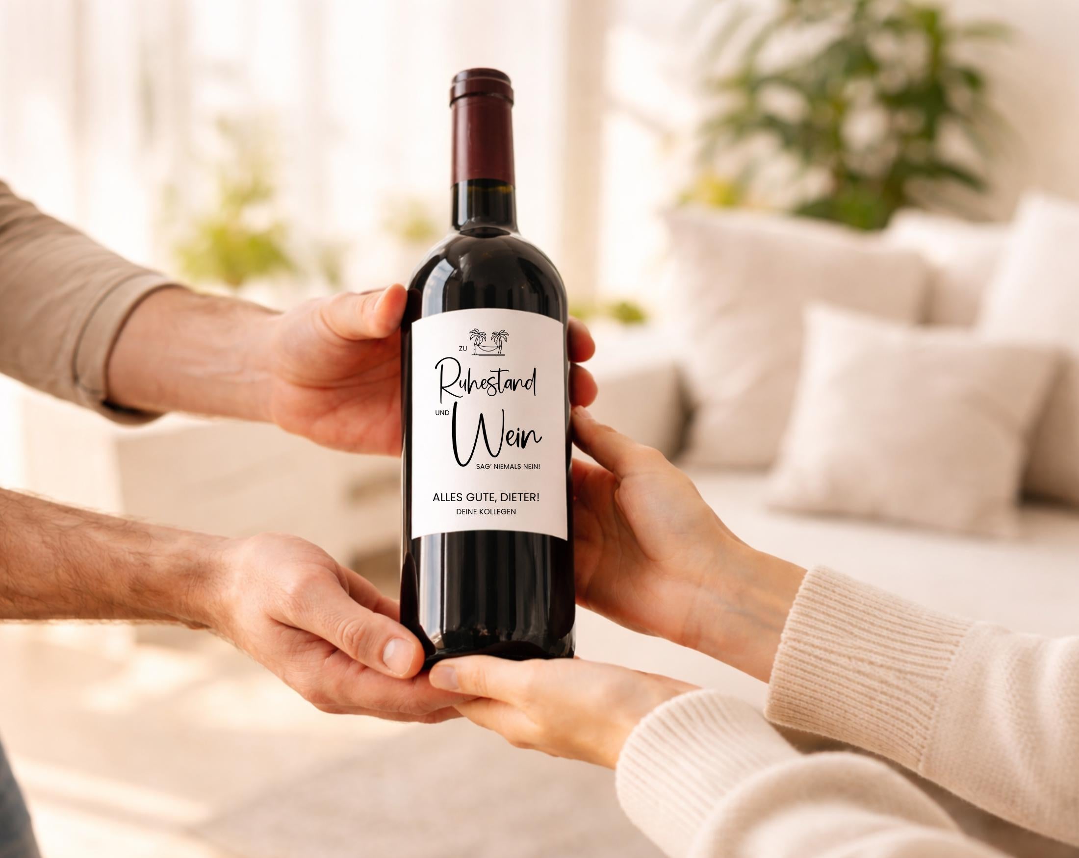 Personalisiertes Weinflaschen Etikett Ruhestand | Abschied Geschenk Kollege lustig | Weinlabel Rente Geschenk personalisiert | Rentner